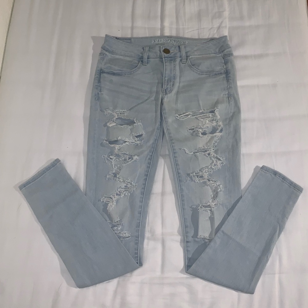 American Eagle Outfitters Icy Blue Super Low Rise
